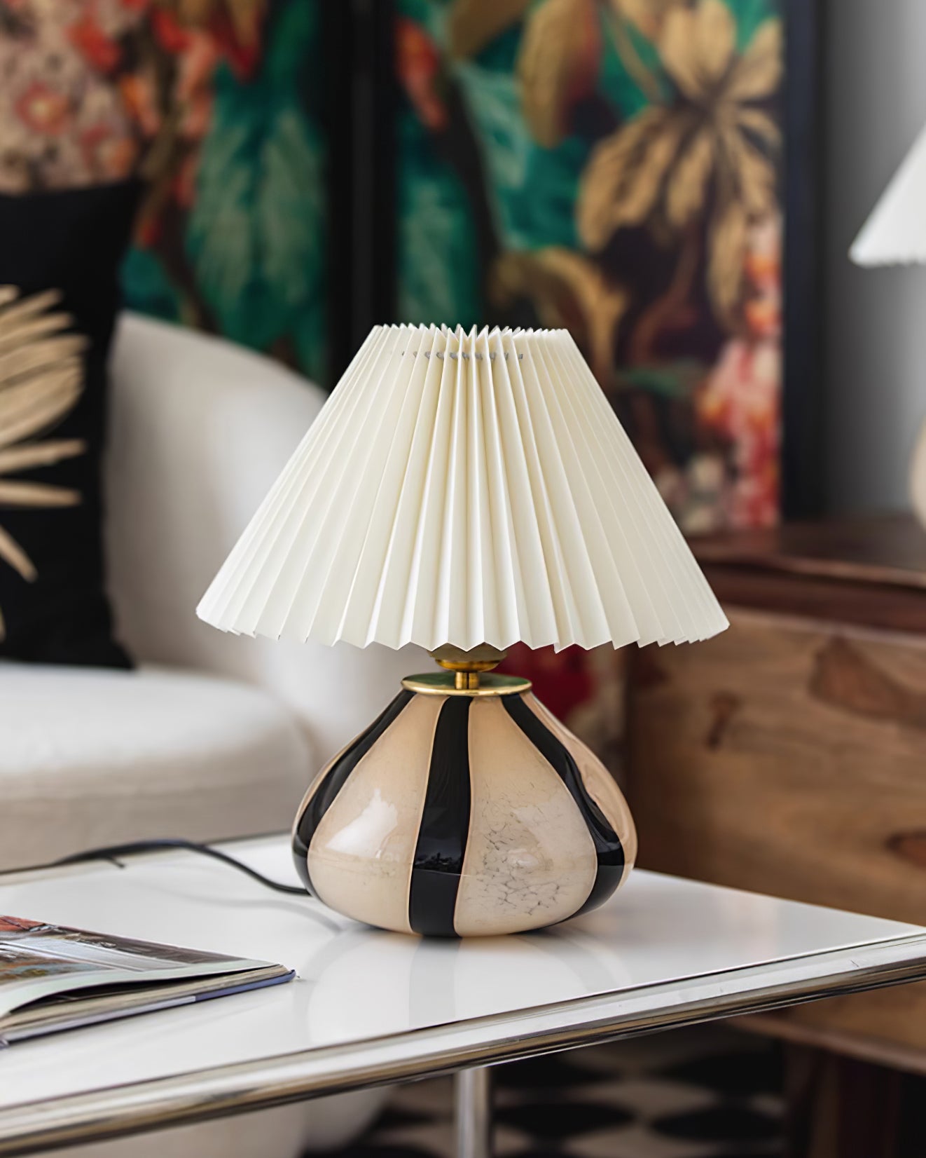 Lampe de table plissée Melrieno